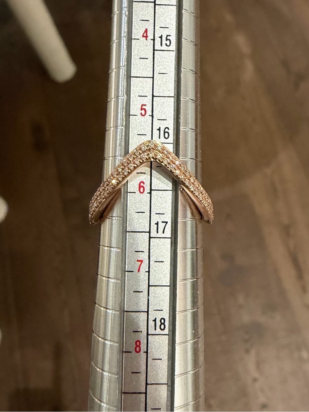 14K Pave Diamond V Ring - Picture 7 of 7